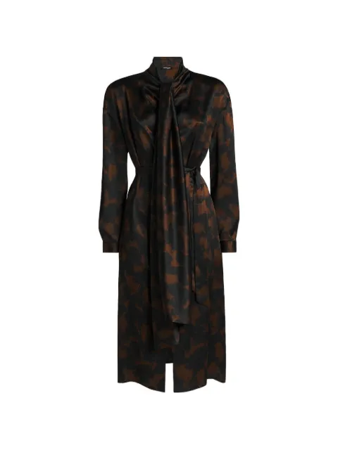 Kiton abstract-print scarf-neckline midi dress