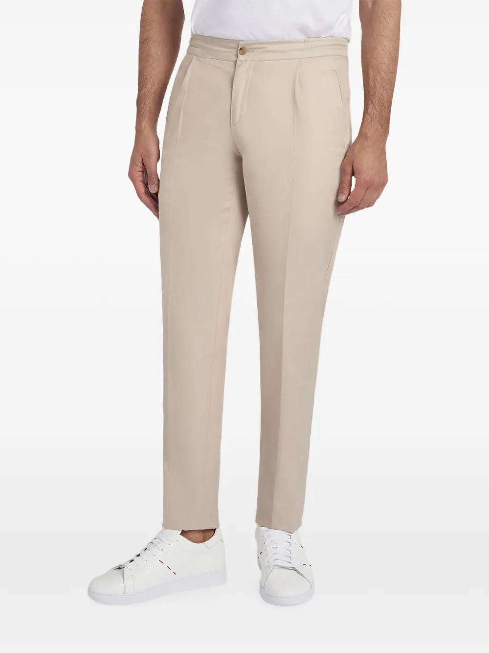 Kiton Plooibroek met trekkoordtaille Beige
