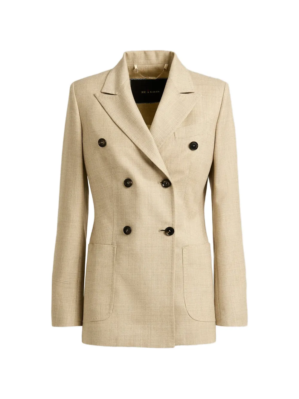 Kiton Blazer mit Prince-of-Wales-Karo und doppelreihigem Design - Nude