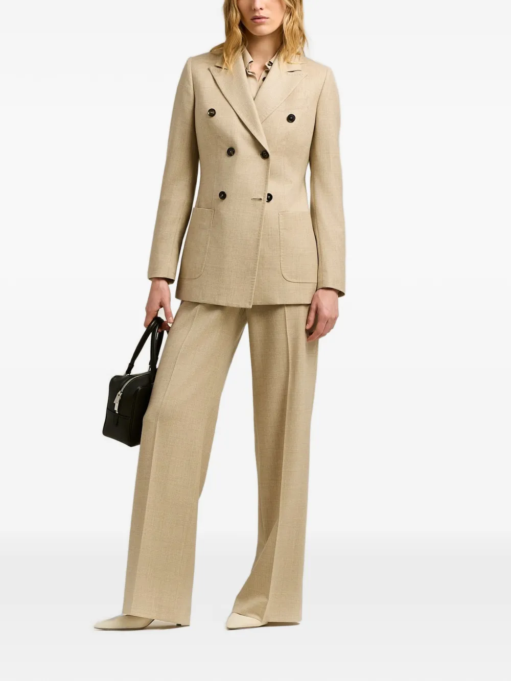 Kiton double-breasted Prince of Wales blazer Beige