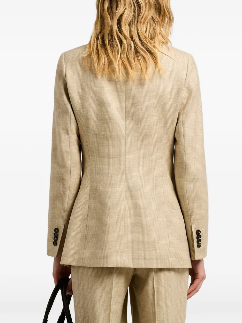 Kiton double-breasted Prince of Wales blazer Beige
