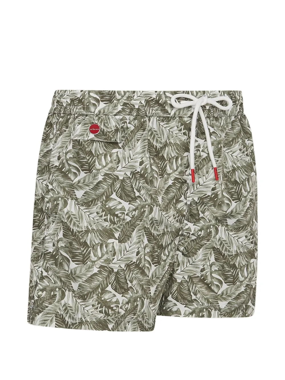 Kiton Zwembroek met bladerprint Groen