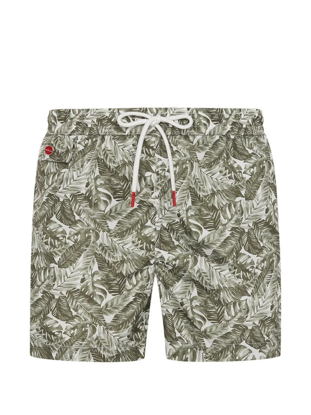 Kiton Zwembroek met bladerprint Groen