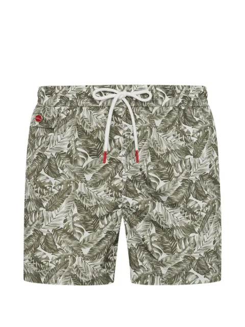 Kiton Badeshorts mit Blatt-Print