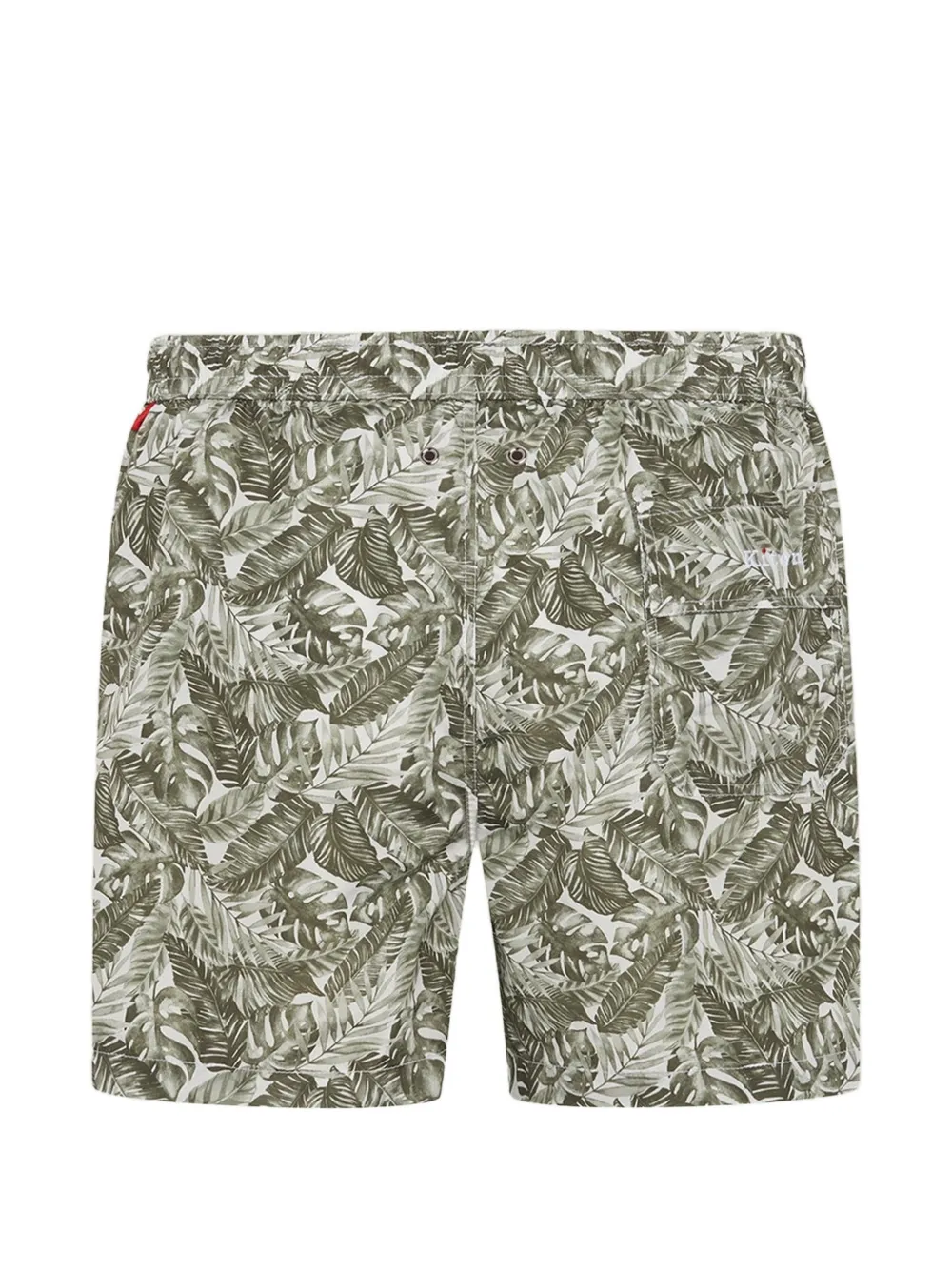 Kiton Zwembroek met bladerprint Groen