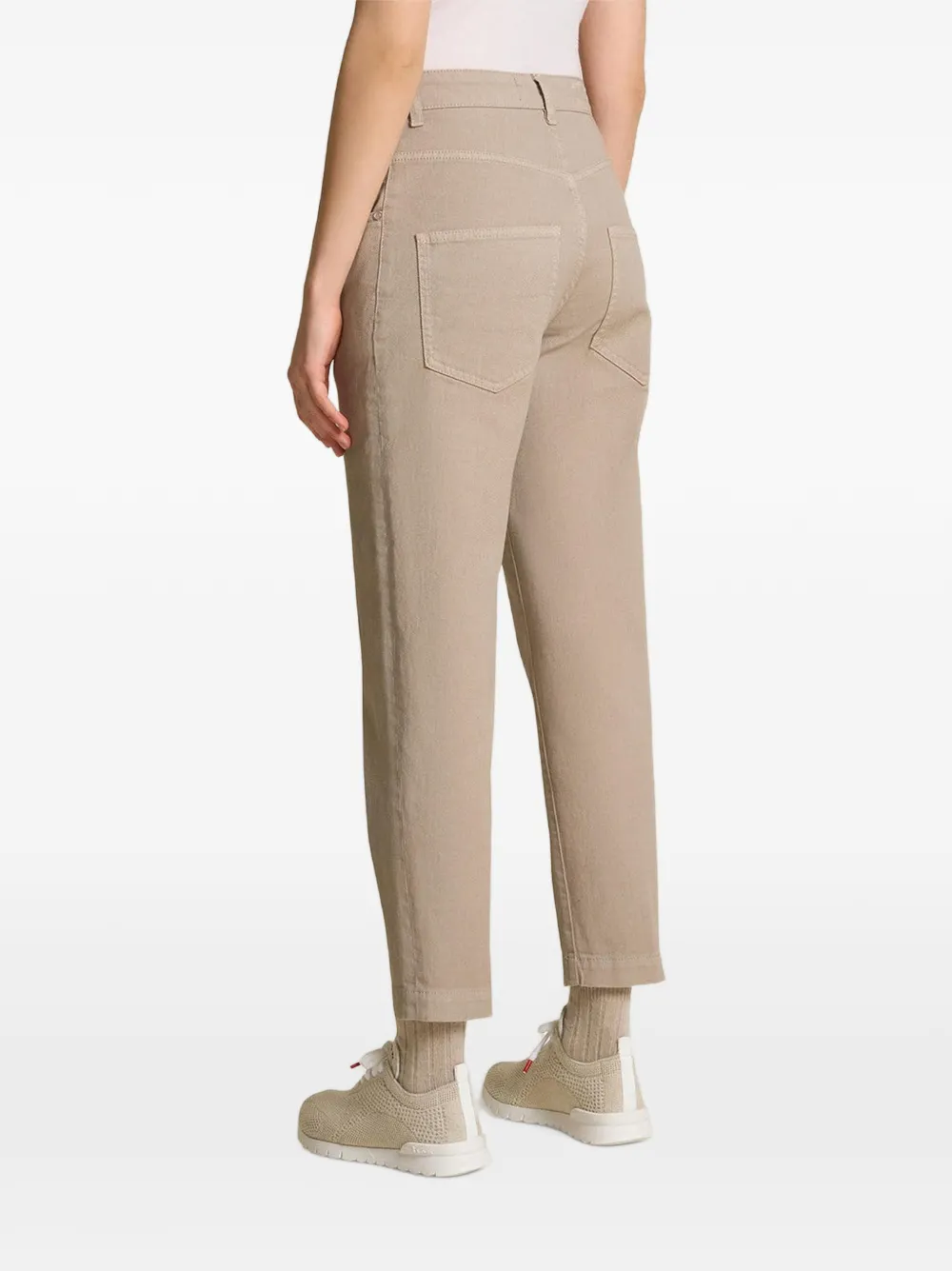 Kiton contrast-stitch carrot-fit jeans Beige