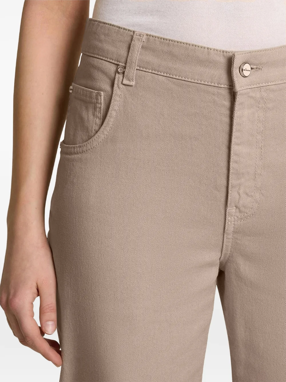 Kiton contrast-stitch carrot-fit jeans Beige