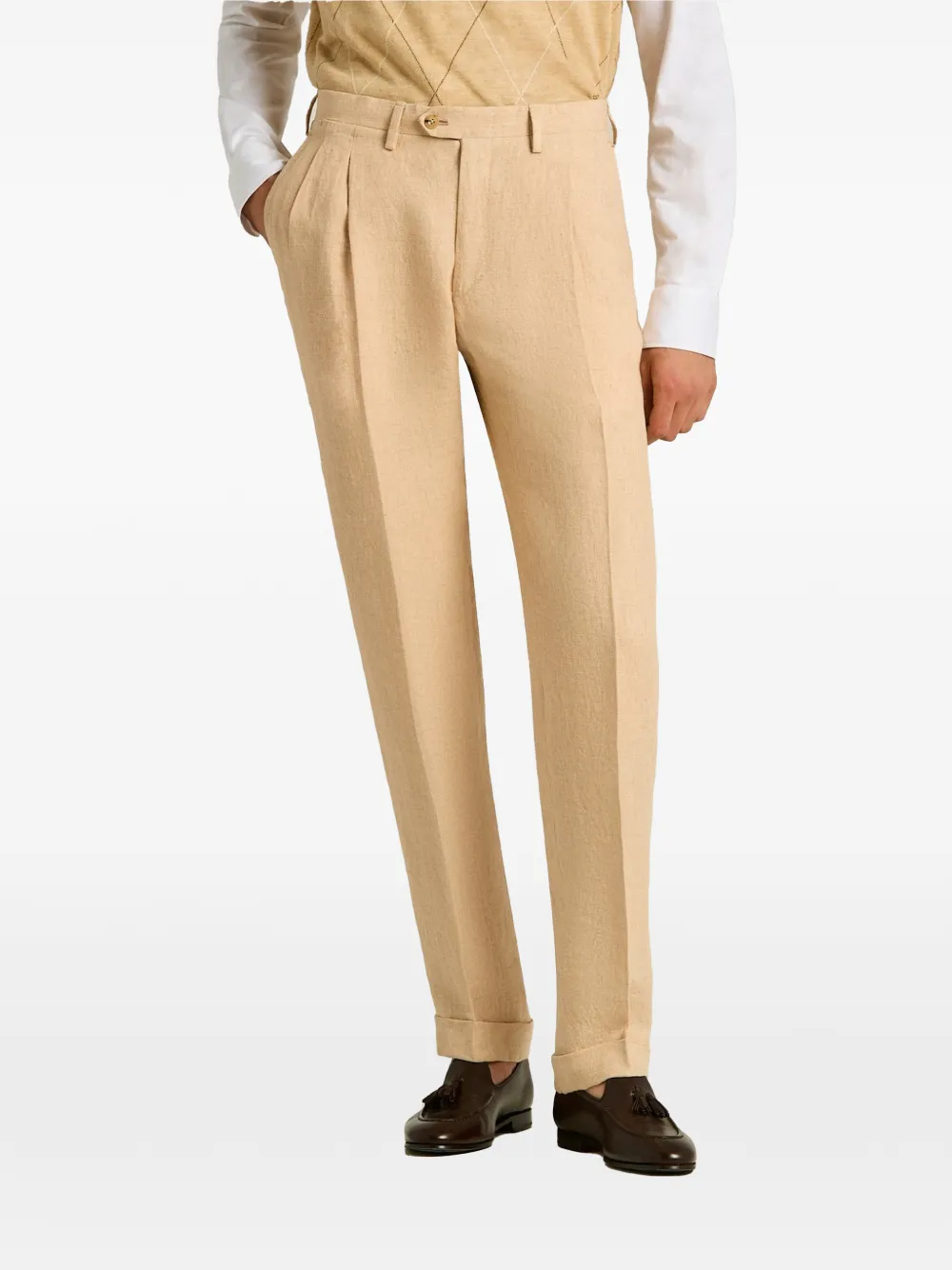 Kiton Pantalon met plooien Beige