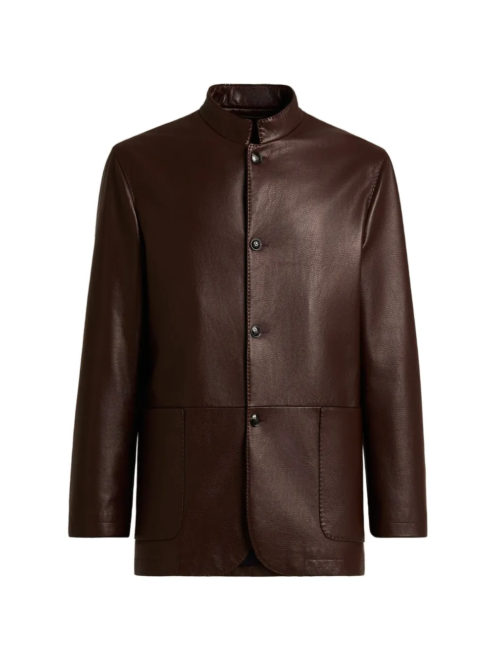 Kiton mandarin-collar lambskin jacket Rood