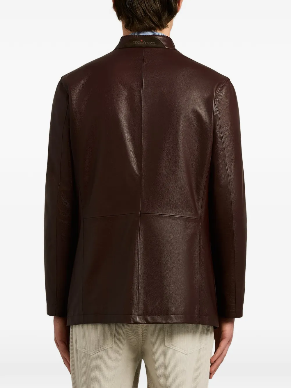 Kiton mandarin-collar lambskin jacket Rood