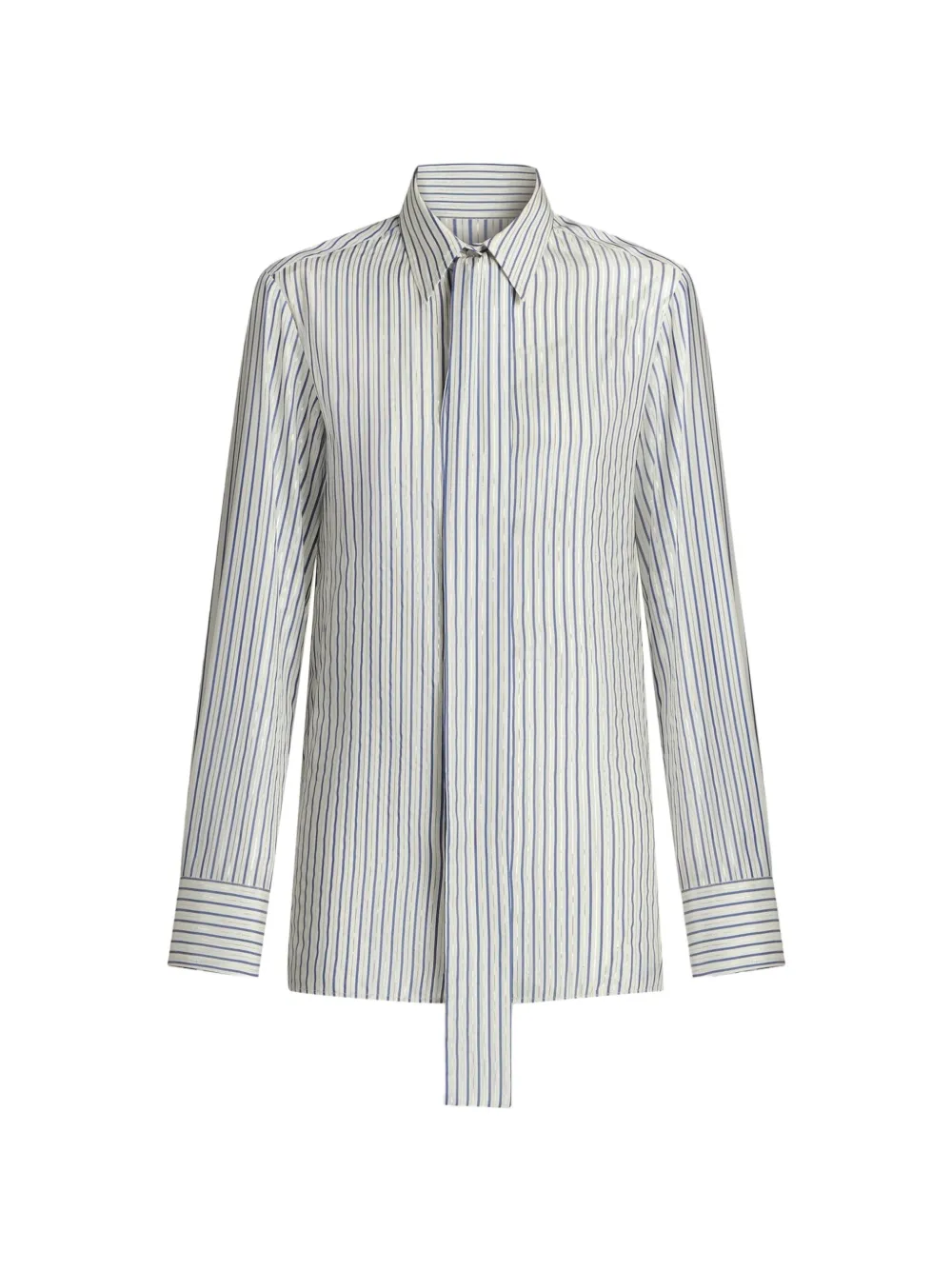 Kiton striped tie-detail shirt Wit