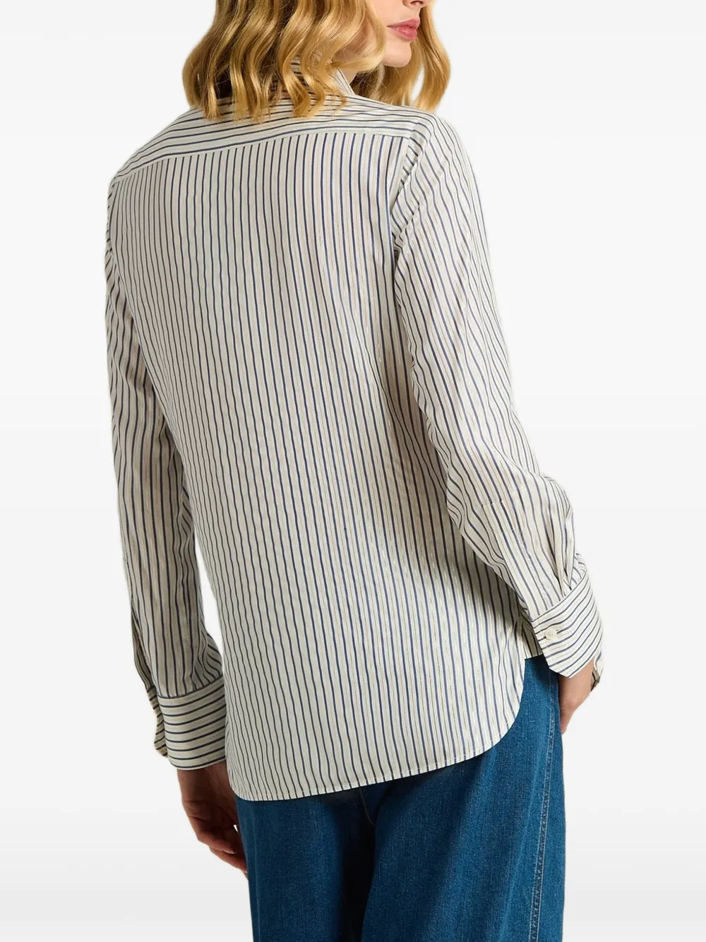 Kiton striped tie-detail shirt Wit