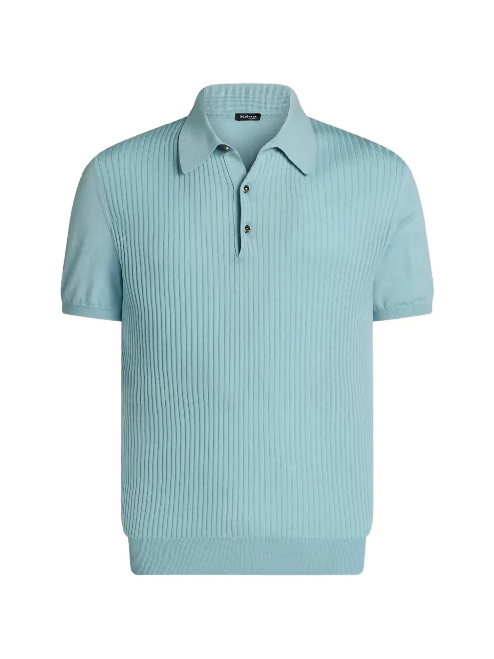 Kiton ribbed-knit short-sleeve polo shirt Blauw