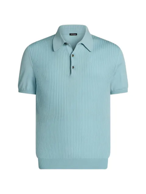 Kiton ribbed-knit short-sleeve polo shirt