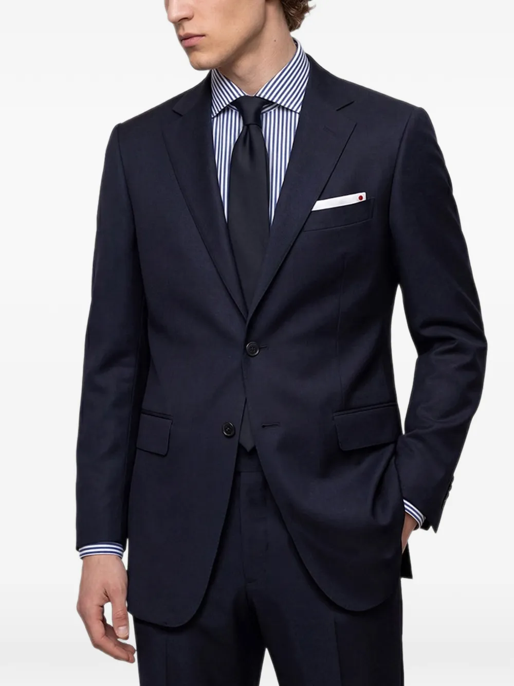 Kiton Zevenvoudige stropdas Blauw
