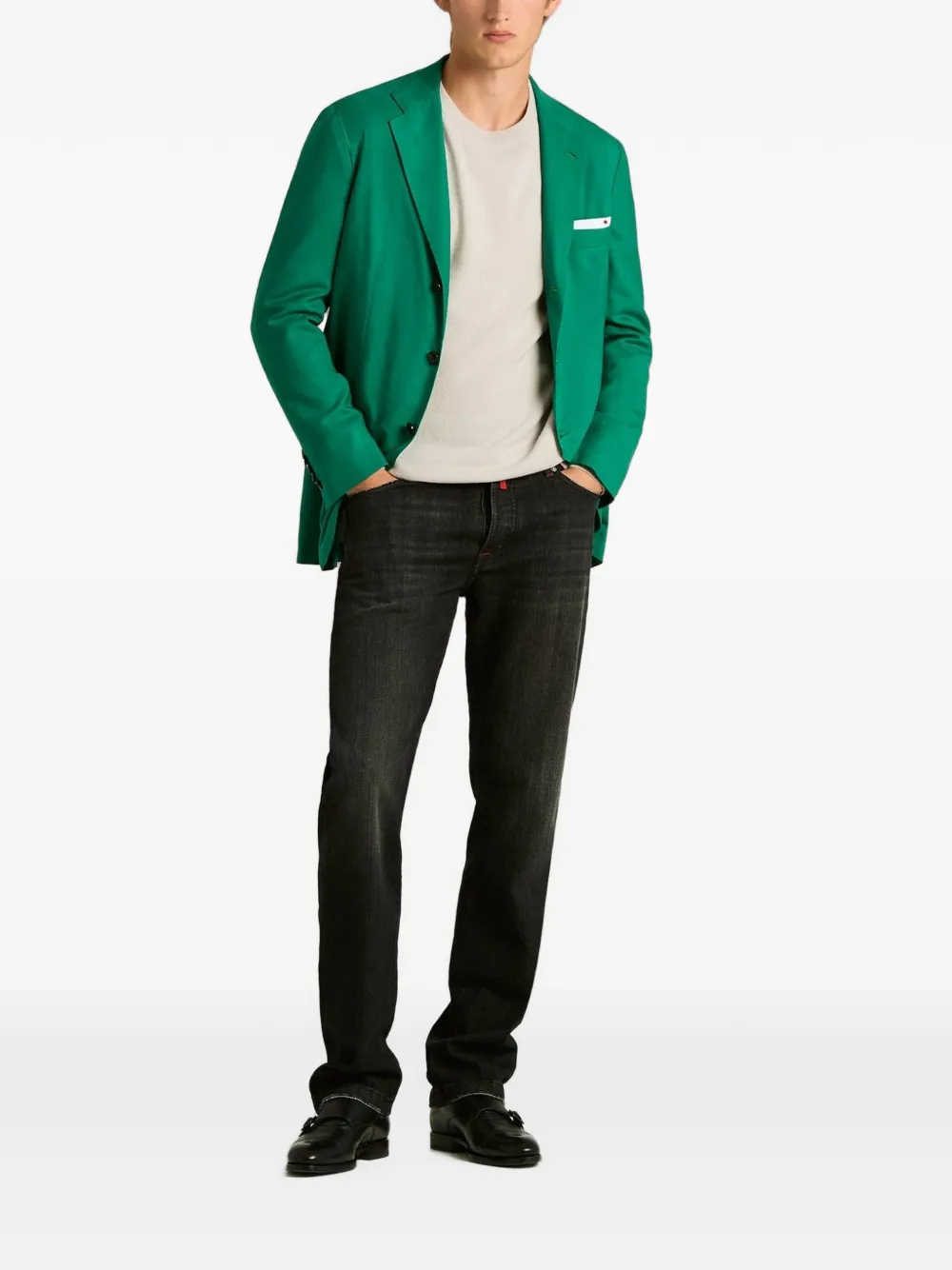 Kiton Blazer met enkele rij knopen Groen