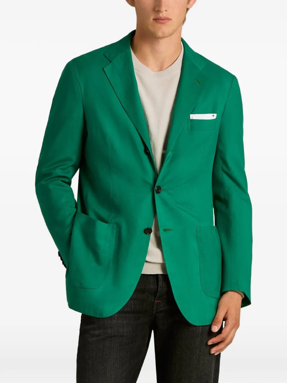 Kiton Blazer met enkele rij knopen Groen