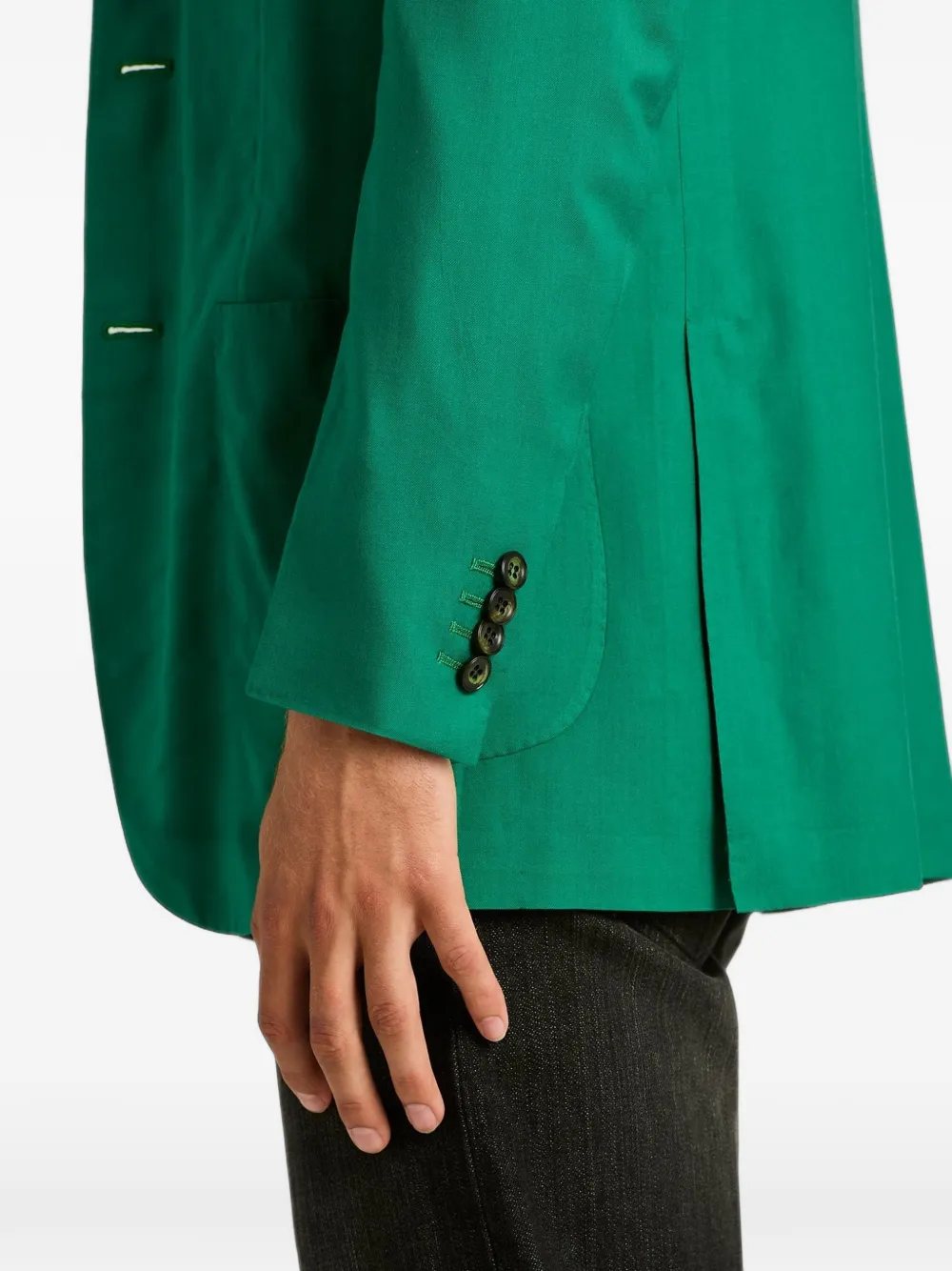 Kiton Blazer met enkele rij knopen Groen