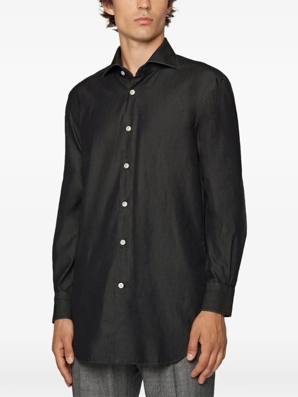 Kiton denim shirt Grijs
