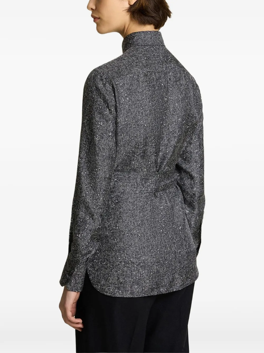 Kiton lamé-effect silk shirt Zwart