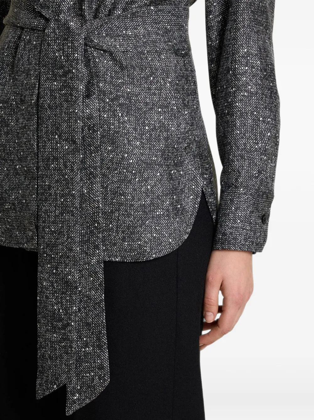 Kiton lamé-effect silk shirt Zwart