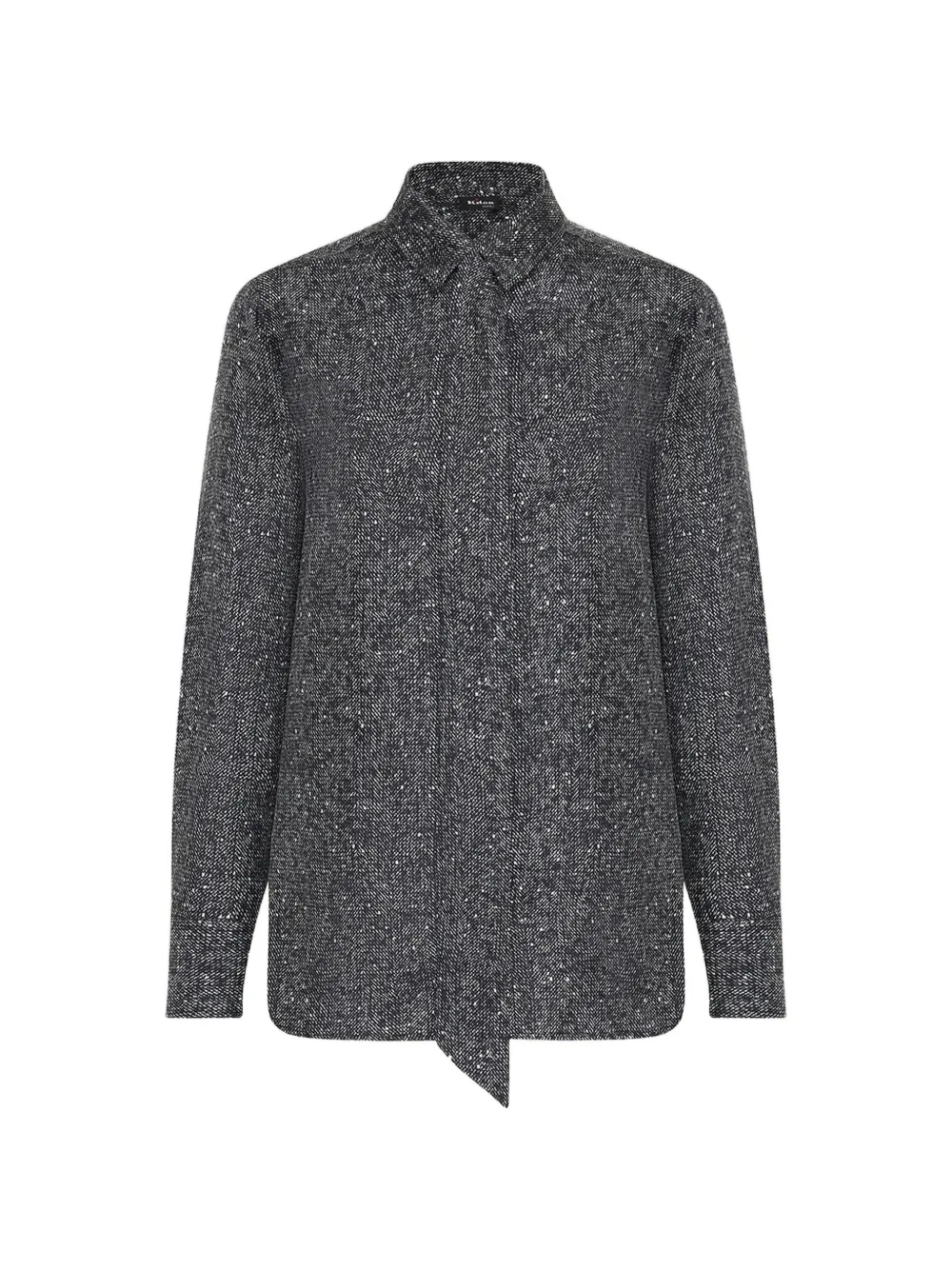 Kiton lamé-effect silk shirt Zwart