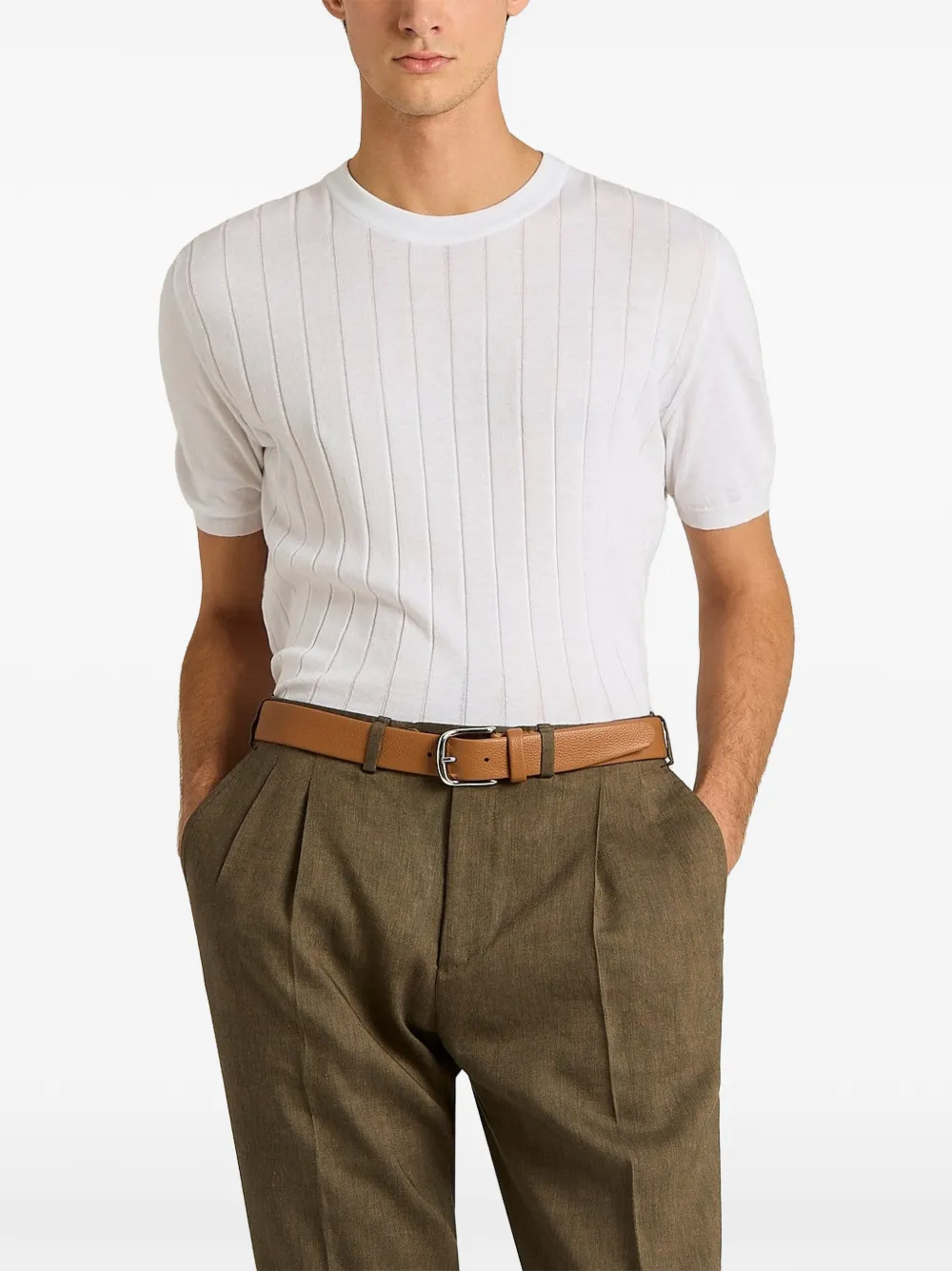Kiton relief-pattern short-sleeve t-shirt Wit