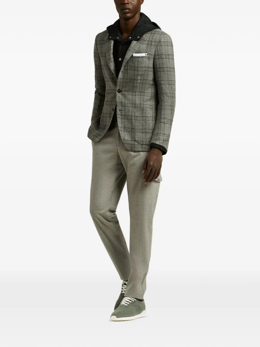 Kiton Geruite blazer Grijs
