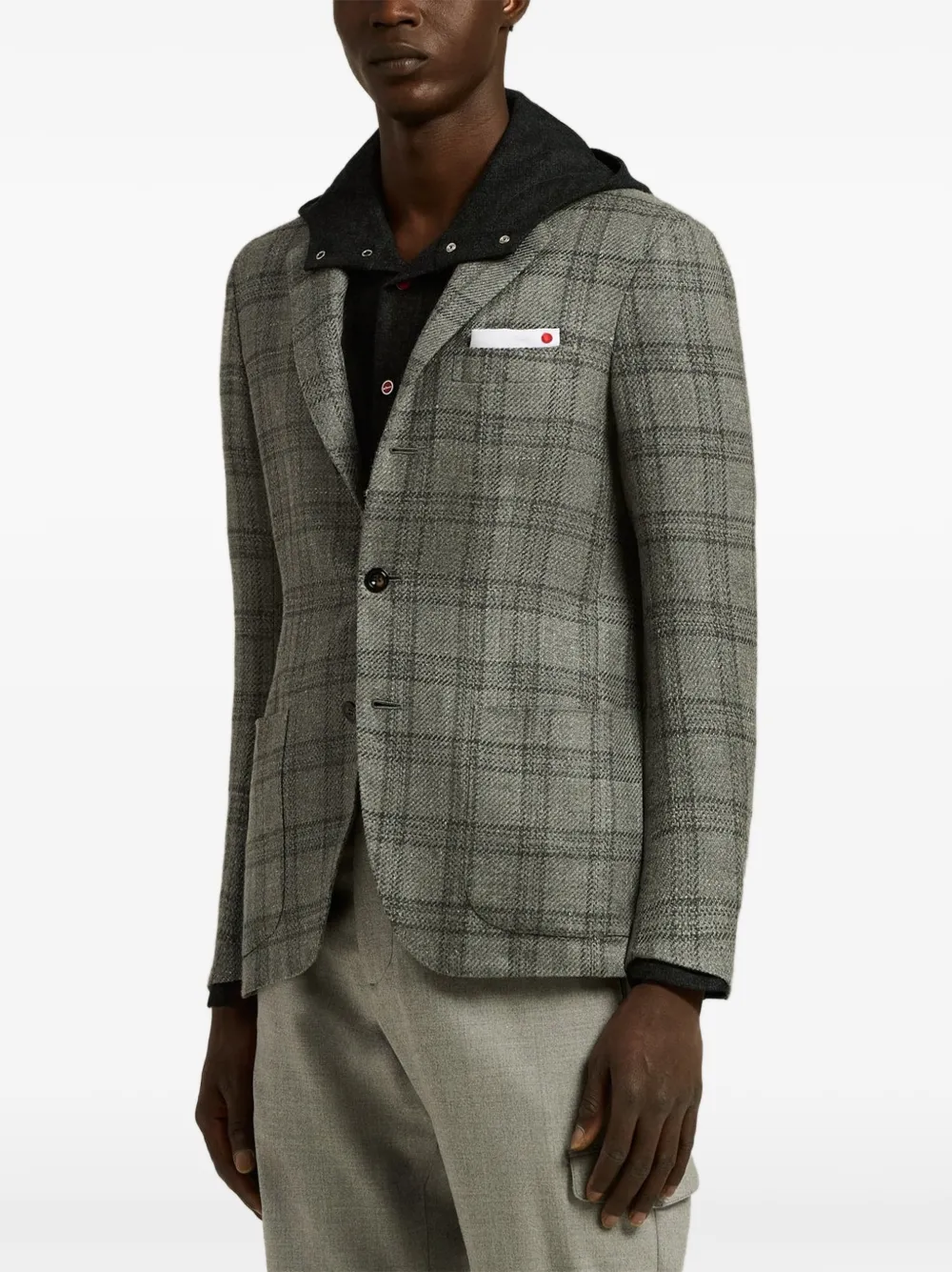 Kiton Geruite blazer Grijs
