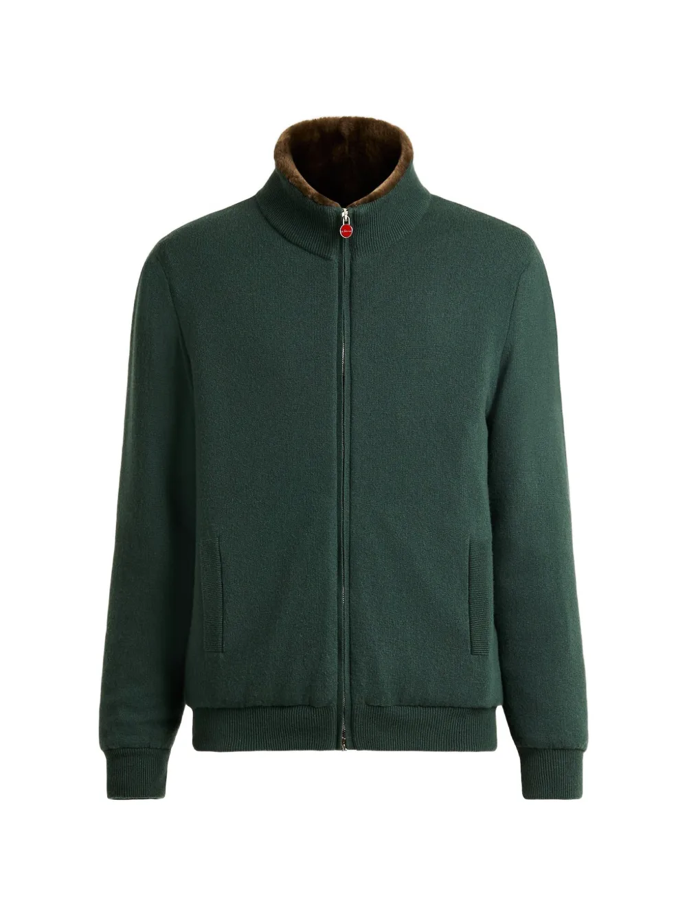 Kiton shearling-lined cashmere cardigan Groen