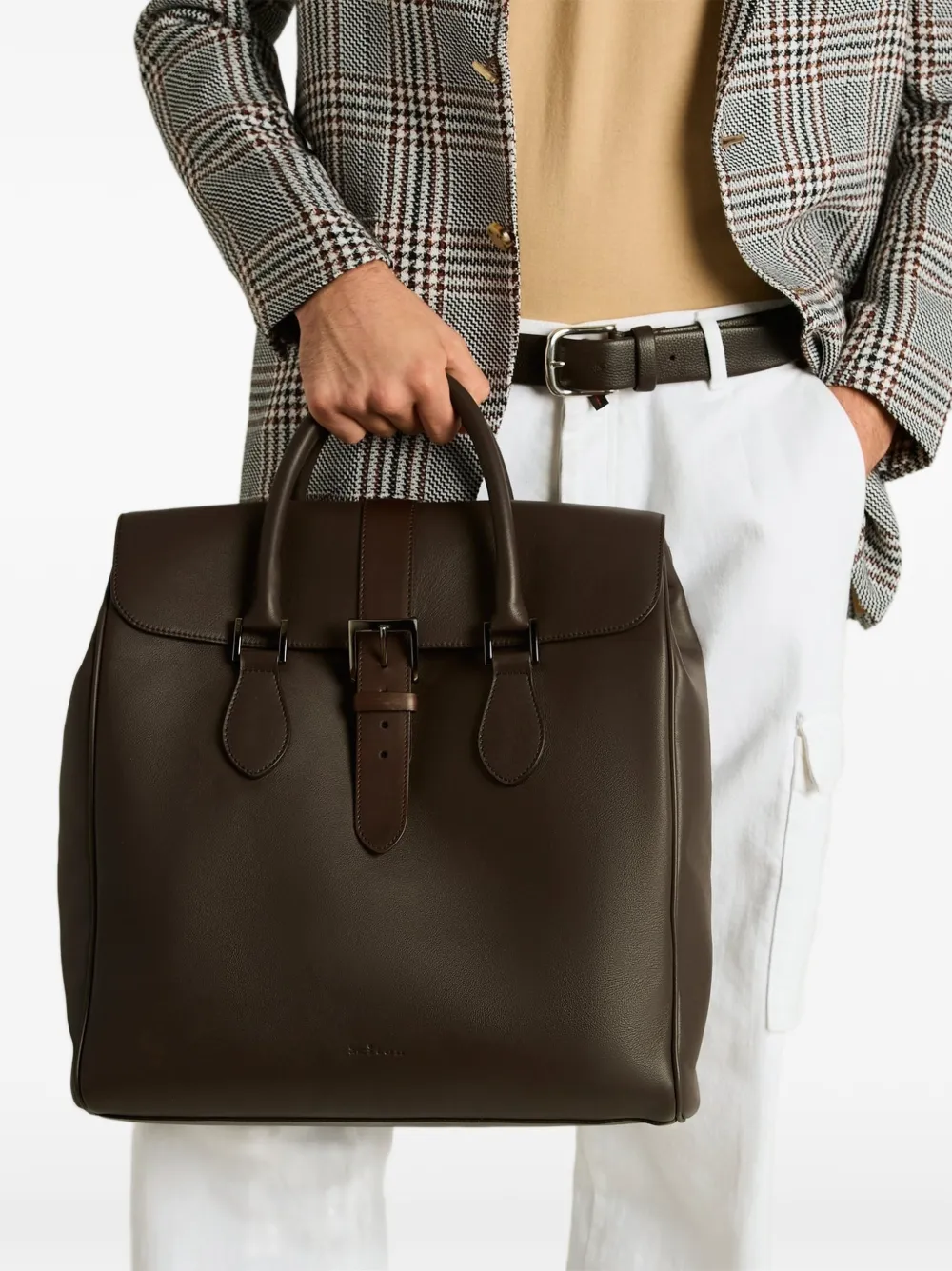 Kiton Shopper met omslag met gesp Bruin