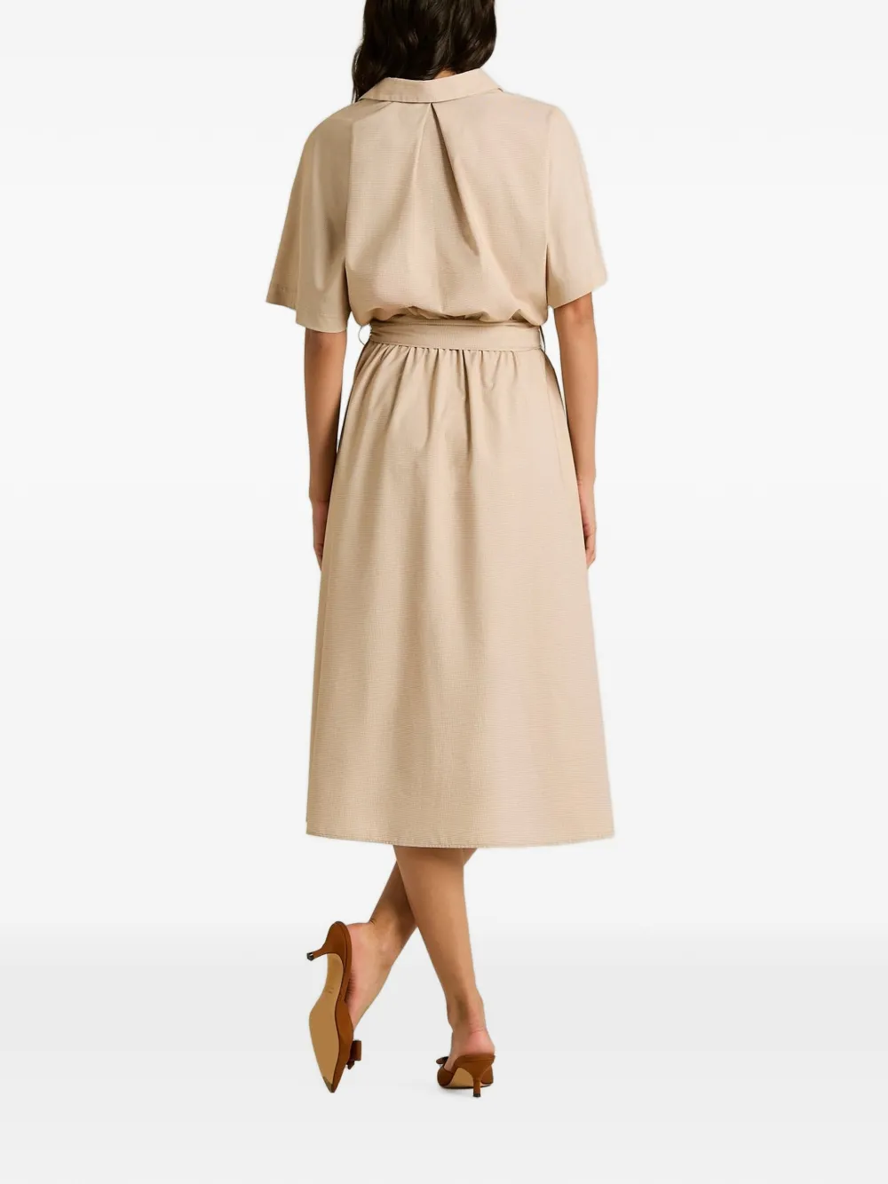 Kiton belted wide-sleeve dress Beige