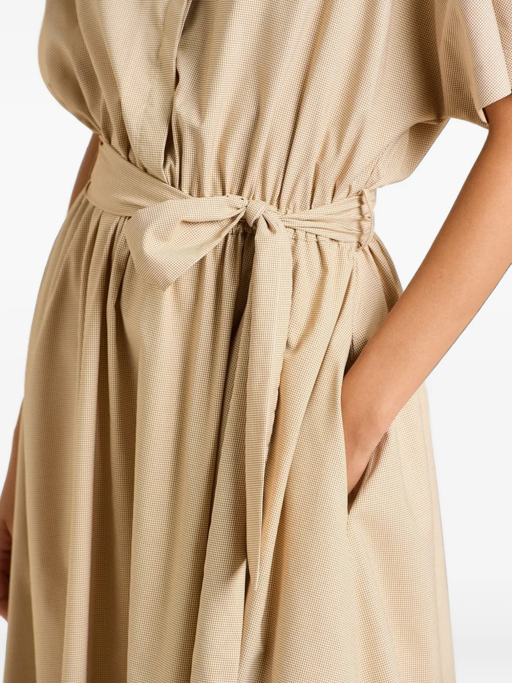 Kiton belted wide-sleeve dress Beige
