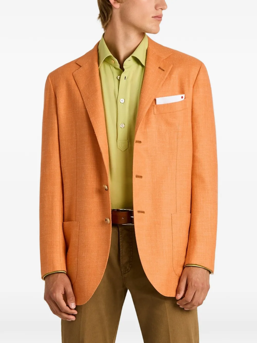 Kiton Blazer met enkele rij knopen Oranje