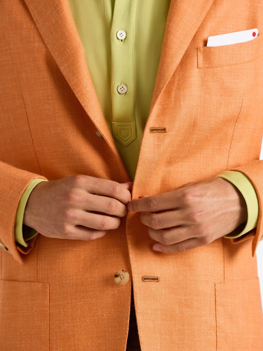Kiton Blazer met enkele rij knopen Oranje