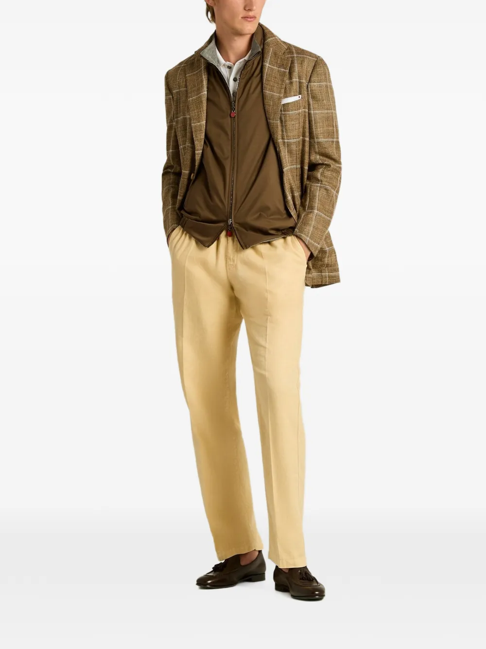 Kiton Straight broek met trekkoord Geel