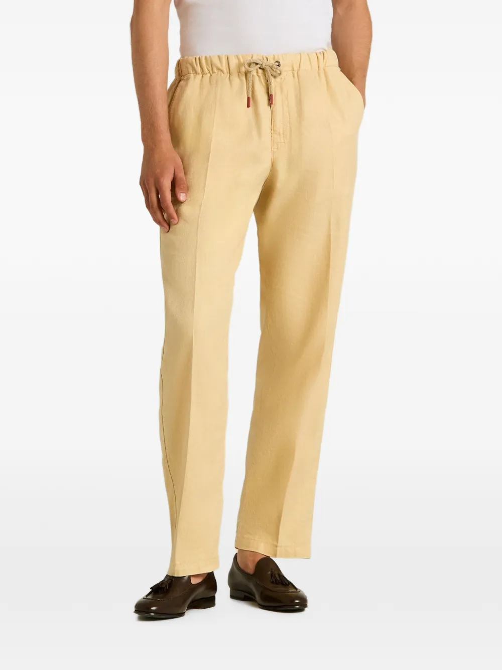 Kiton Straight broek met trekkoord Geel