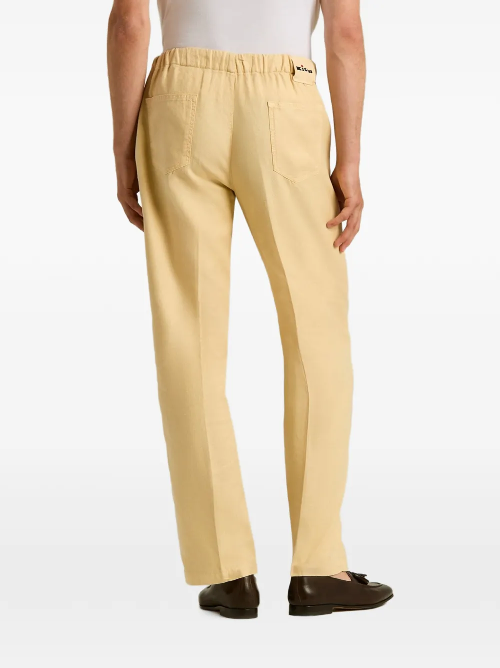 Kiton Straight broek met trekkoord Geel