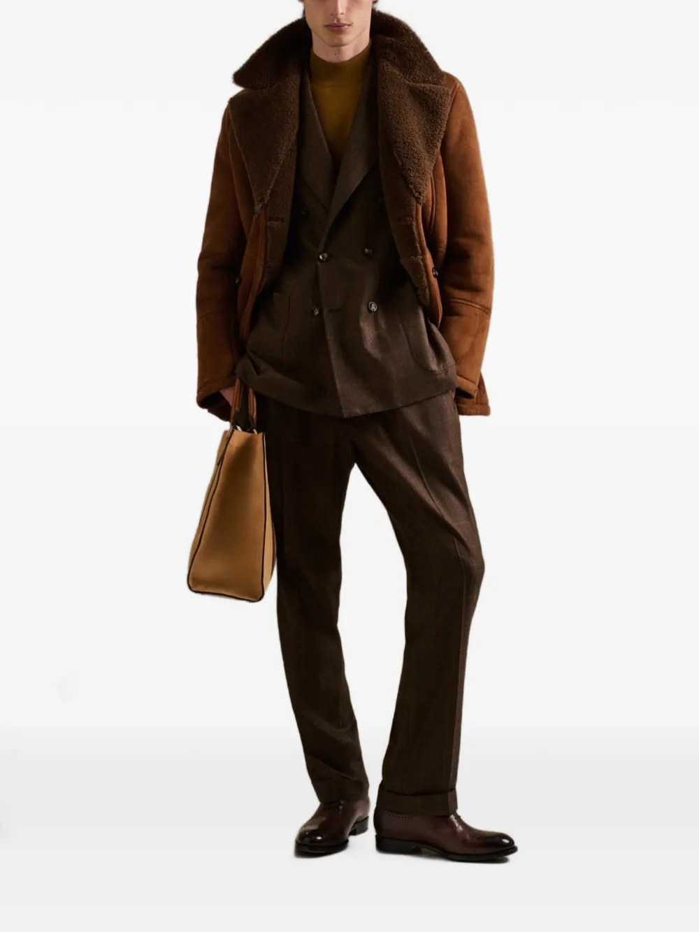 Kiton Jas met dubbele rij knopen Bruin