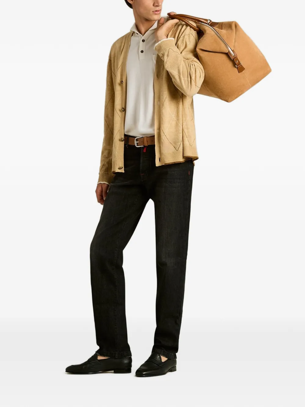 Kiton Vest met diamantpatroon Beige
