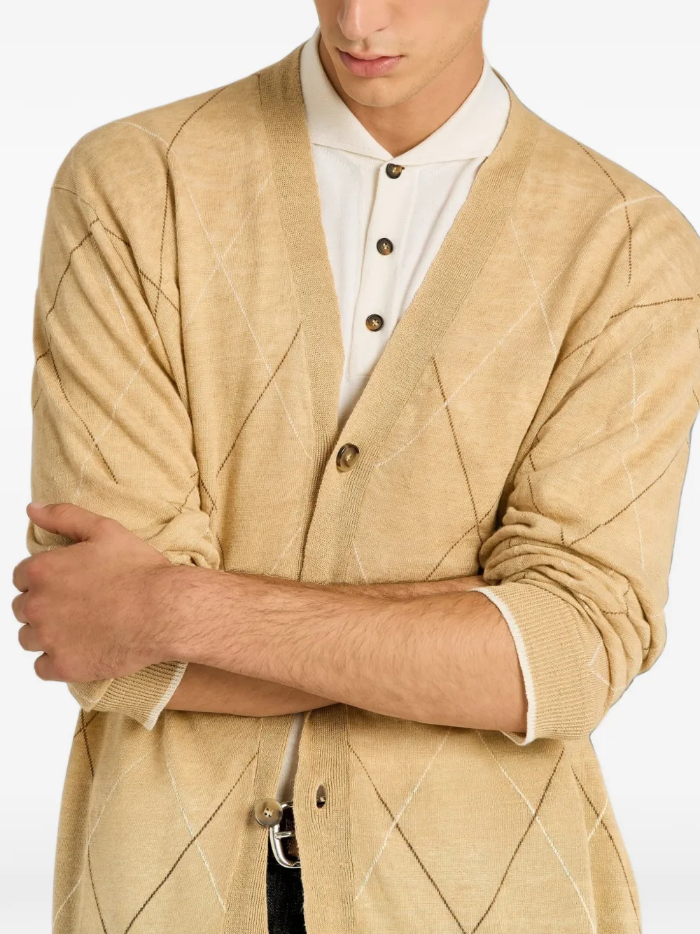 Kiton Vest met diamantpatroon Beige