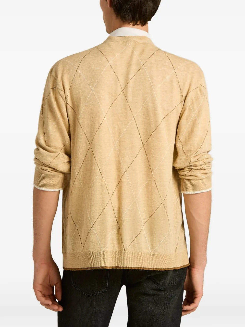 Kiton Vest met diamantpatroon Beige