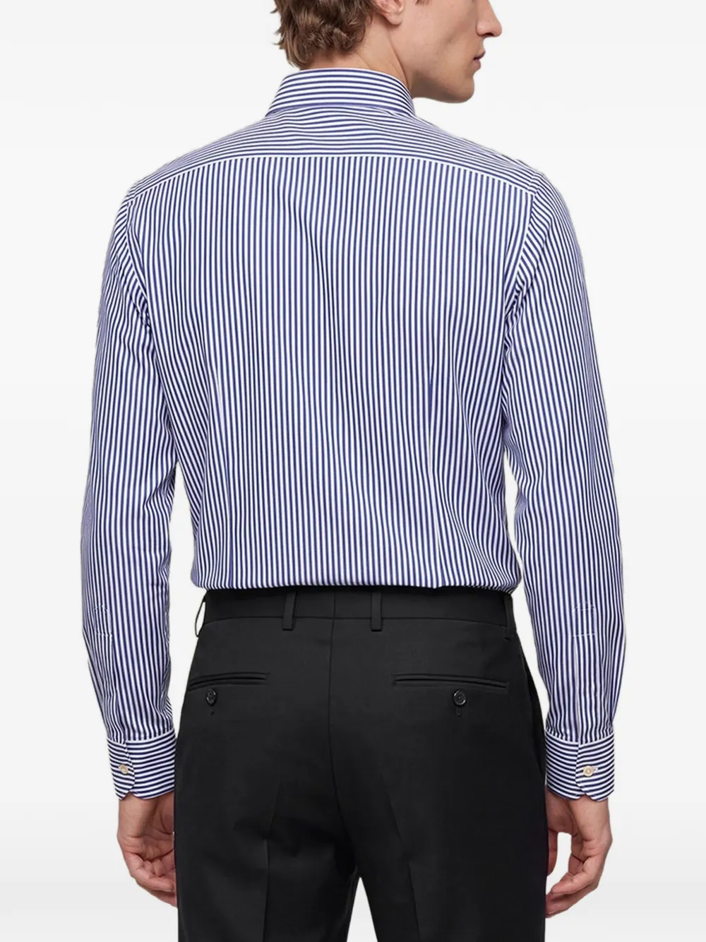 Kiton striped cotton shirt Blauw