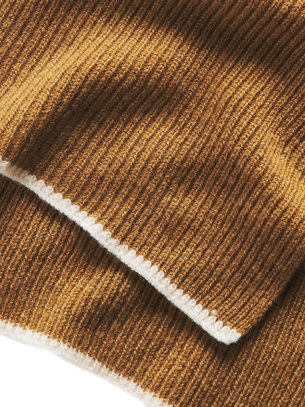 Kiton Ribgebreide sjaal met contrasterende afwerking Bruin