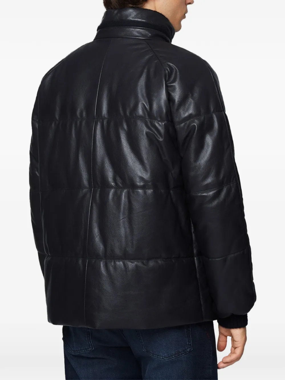 Kiton Leren jack Zwart