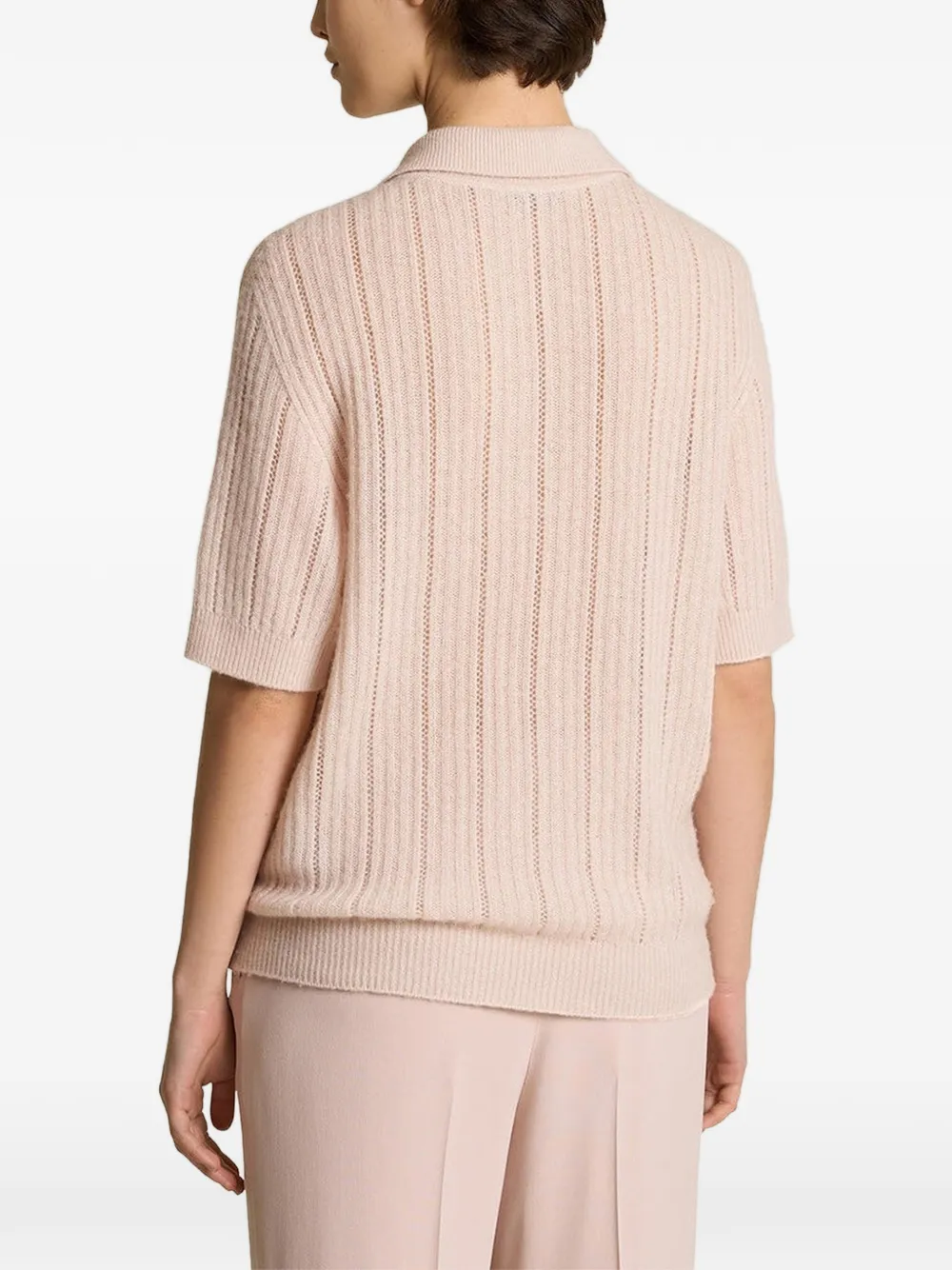 Kiton perforated short-sleeve polo shirt Roze