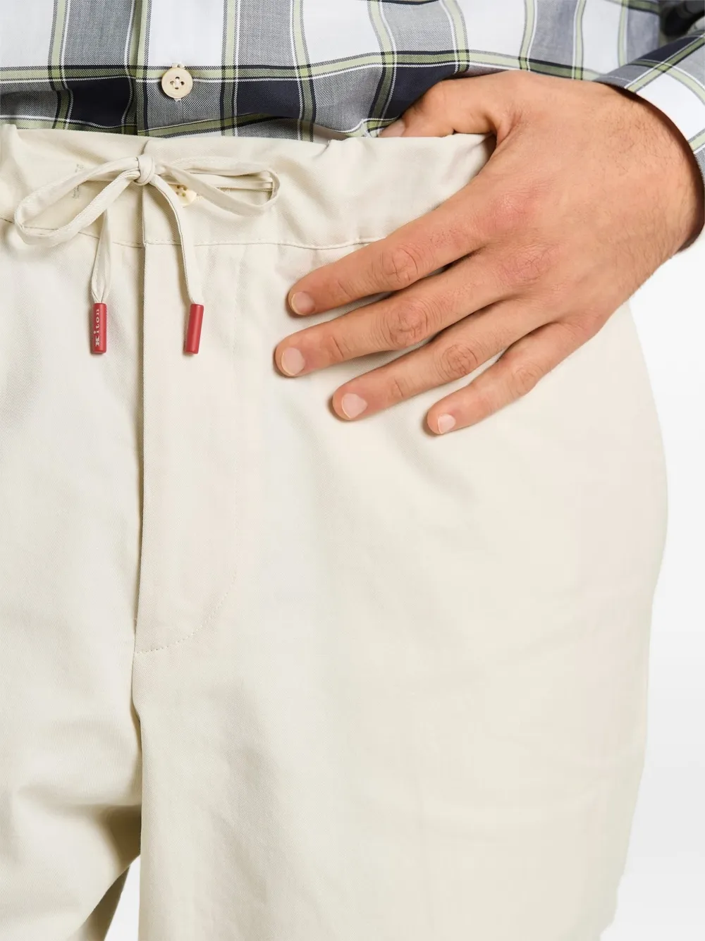 Kiton Pantalon met elastische taille en trekkoord Beige
