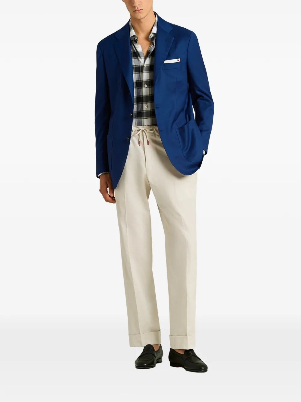 Kiton Pantalon met elastische taille en trekkoord Beige