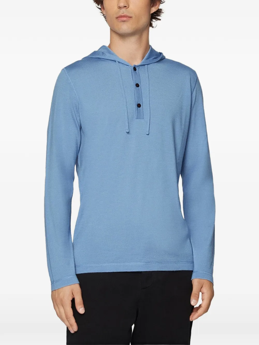 Kiton Button-up hoodie Blauw