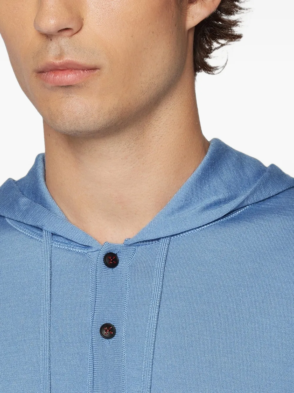 Kiton Button-up hoodie Blauw